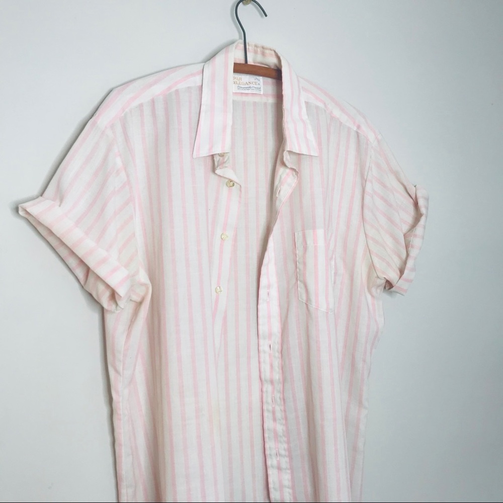 VTG Retro 90’s Blush Striped Button Up Popover - Picture 2 of 5